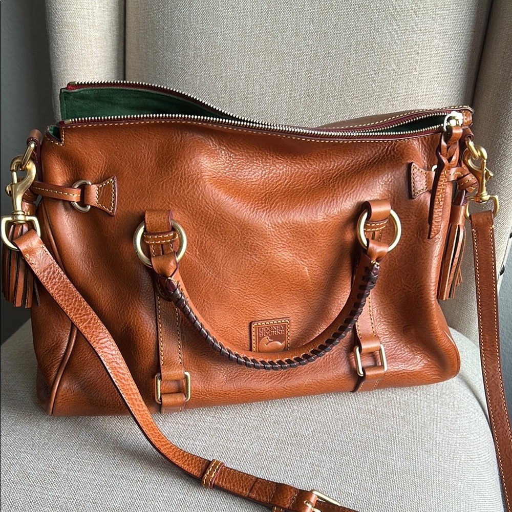 Dooney & Bourke Tan Satchel with Gold Hardware